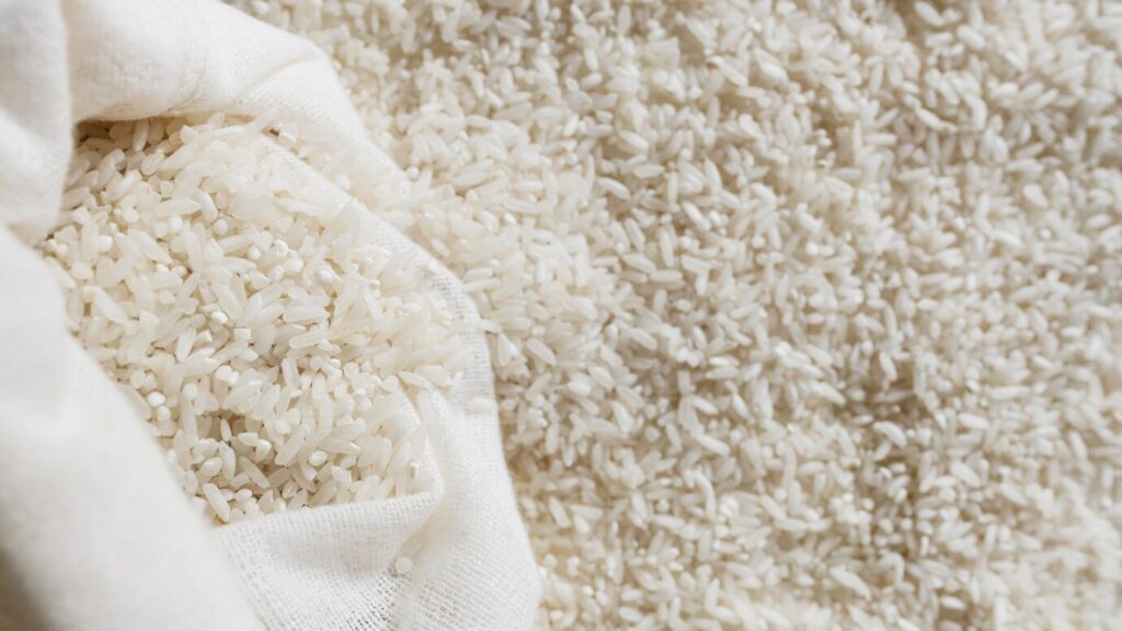 White rice bag with copy space 23 2148685802
